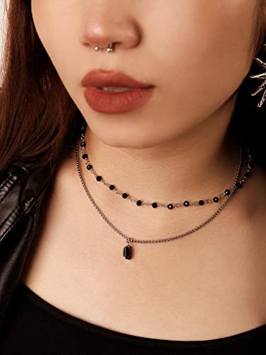 Sacina Gothic Boho Crystal Necklace, Layered Necklace, Black Choker, Gothic Choker, Christmas New Year Jewelry Gift For Women3