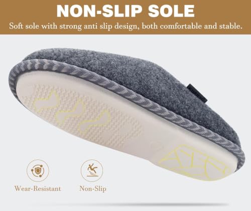 Image of KuaiLu Womens Supportive Memory Foam Slippers Felt Fuzzy Lined Heel Cushion Lightweight House Shoes for Indoor Outdoor