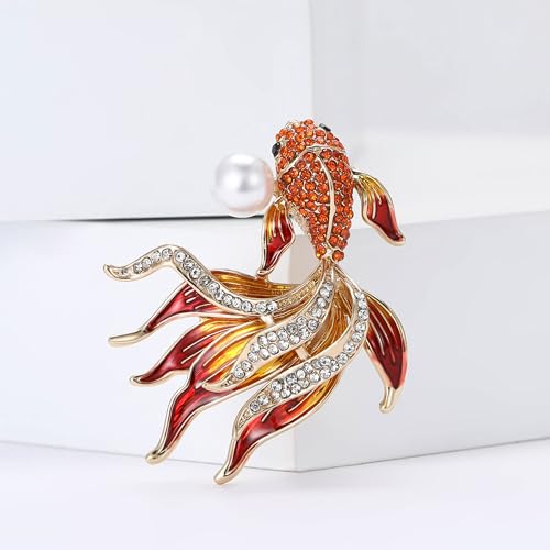 Image of Rhinestone Goldfish Brooches and Pins for Women Fashion Accessories Clothing Pins