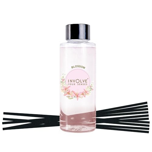 Image of Involve Blossom Reed Diffuser Refill with Free 10 Reed Sticks - 120 ml | Long-Lasting Home Aroma Diffuser for Living Room, Bedroom & Gifting | Home Decor | Home Fragrance | Diffuser for Home