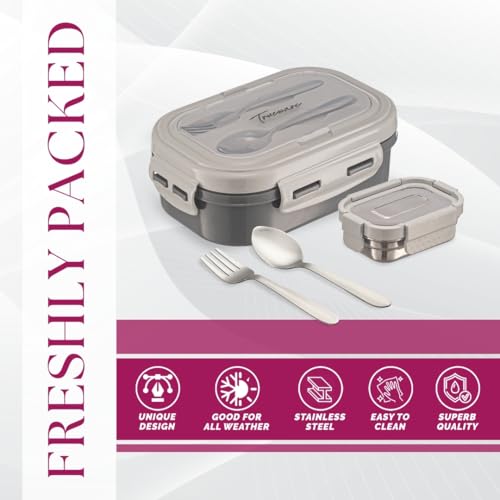 Image of Trueware Picaso Jr. Insulated Inner Steel Thermoware BPA Free, Airtight, Food Grade, 2 Containers Lunch Box 750 ML | for School, Kids, Boy & Girl | Hot Lunch Box