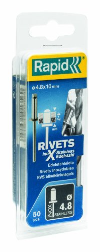 RAPID 5000396 Remaches, 0 W, Plateado, 4.8x10mm