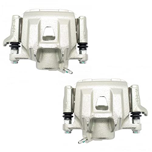 Image of TRQ Rear Brake Caliper Set Brackets Hardware Zinc Coated Compatible with 2004-2010 Toyota Sienna