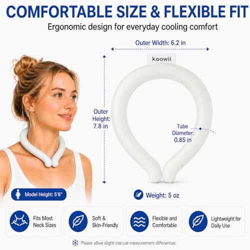 Image of 2-Pack Neck Cooling Tubes with Insulated Carry Bag | Reusable PCM Neck Cooling Rings, Hands-Free Wearable Neck Cooler for Summer Travel, Outdoor Work, Walks, and Sports