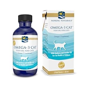 Nordic Naturals Omega-3 Cat, Unflavored – 2 oz – 304 mg Omega-3 Per One mL – Fish Oil for Cats with EPA & DHA – Promotes Heart, Skin, Coat, Joint, & Immune Health – Non-GMO