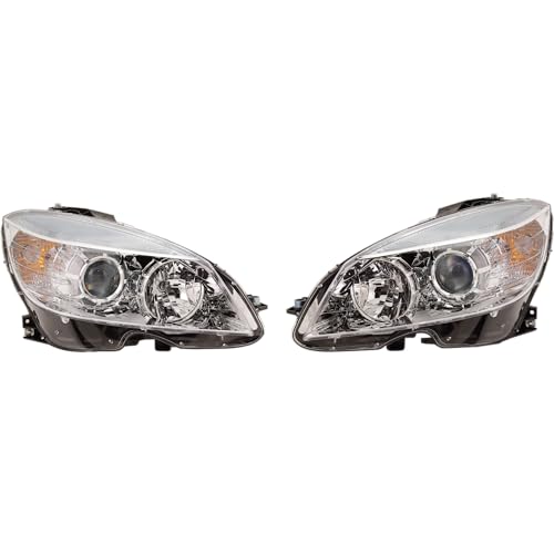 Garage-Pro Driver and Passenger Side Headlight for Mercedes Benz C300 2008-2011 Also Fits C350 Halogen With bulb(s) CAPA For Models Without Lighting & Premium Package, Built From February 09, 2008