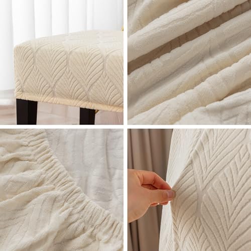 Funda elástica para banco de comedor pack de 4 unidades protector lavable para asiento beige 6