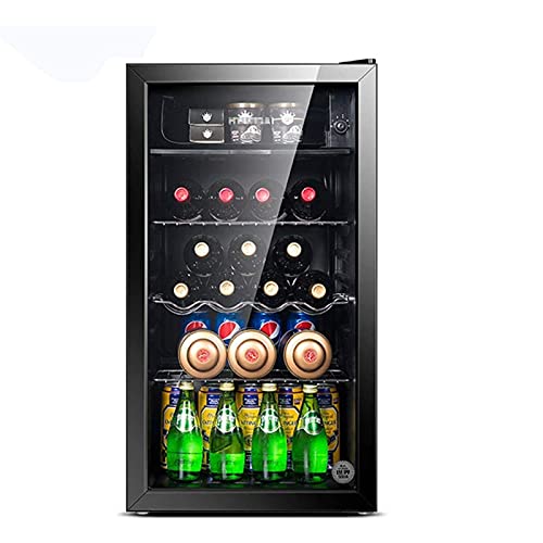 19 Bottles Wine Cooler/Fridge Beverage Refrigerator Small Mini Red & White Wine Cellar Beer Soda.Digital Temperature Display, Double-Layer Glass Door, Quiet Operation Compressor