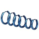[Adelina Style] リングピアス フープピアス メンズ レディース 3ペア 人気 幅2.5mm つけっぱなし 小さめ ピアス サージカルステンレス 金属アレルギー対応 (ステンレス ブルー 10・12・14㎜ 3サイズセット)