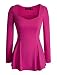 Homeyee Women's Vintage Square Neck Long Sleeve Peplum Tops Blouse 542 (XXL, Pink)