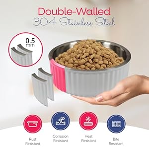 Stainless Steel Pet Bowl  Dog Food Bowl with Antiskid Bottom  Metal Cat Bowls  Water Bowl for Small Medium and Large Pets  Rustproof and Dishwashersafe white 74 Oz2200ml  Cucciolini Doodles Stainless steel pet bowl  dog food bowl with anti skid bottom  metal cat bowls  water bowl for small medium and large pets  rust proof and dishwasher safe white 74 oz2200ml   cucciolini doodles