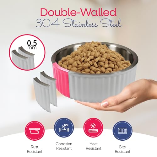 Stainless Steel Pet Bowl  Dog Food Bowl with Antiskid Bottom  Metal Cat Bowls  Water Bowl for Small Medium and Large Pets  Rustproof and Dishwashersafe white 74 Oz2200ml  Cucciolini Doodles Stainless steel pet bowl  dog food bowl with anti skid bottom  metal cat bowls  water bowl for small medium and large pets  rust proof and dishwasher safe white 74 oz2200ml   cucciolini doodles