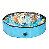 Sensong Hundepool, 80x20CM Faltbarer Swimmingpool für Katzen und Hunde, rutschfeste und Verschleißfeste PVC Schwimmbad Hundebadewanne Geeignet für Große, Mittlere und Kleine Hunde