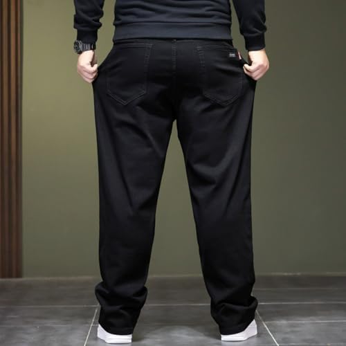 Jeans Pants Trousers Denim Fat Plus Size Stretch Trendy Black Loose Business Casual Straight Leg for Men4