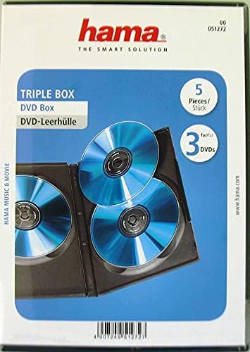 Hama 51272 Slim DVD Tripple Jewel Case, Pack of 5 - Black