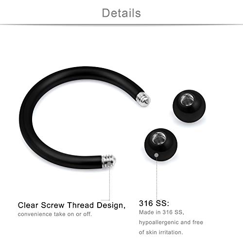 SCERRING 16g Lip Rings Stainless Steel Horseshoe Labret Monroe Lip Rings Nail Tragus Helix Earrings Studs Ring Medusa Piercing Jewelry 8mm 36PCS2
