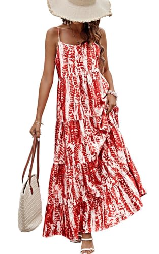 Image of PRETTYGARDEN Women Summer Dresses 2026 Spaghetti Strap Scoop Neck Floral Maxi Dress Flowy Boho Long Sundress with Pockets