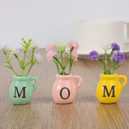3 imanes mini jarrón para refrigerador con flores artificiales miniatura 5