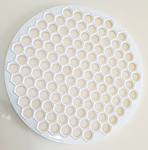 Pratic Medium Circle Ravioli Mold for Small Ravioli (121 small dough rounds) - 12.5"/32cm Dough Cutting Apparatus 121 Holes - Ravioli Cutter for Turkish Ravioli or Manti - White