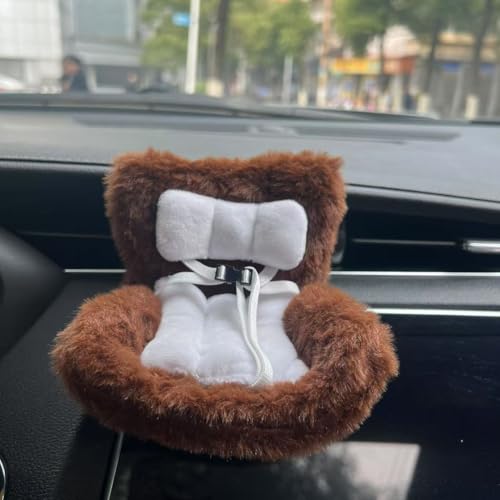 La-bubu Car Seat for Labubu with Soft Furry Cushion for 10-17cm Dolls, La-bubu Accessories, Car Air Vent Decor, Includes Seat Leg for Desktop Display (M)