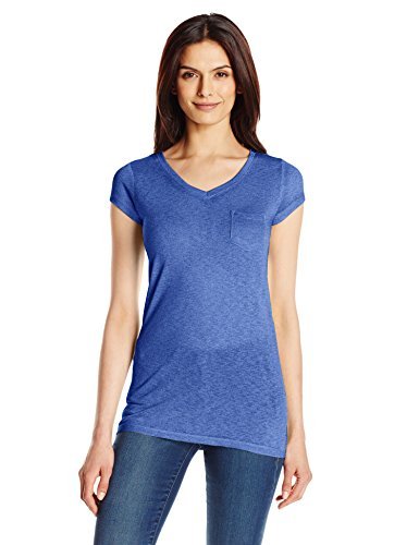 Allison Brittney Women's Soft Knit Basic Short Sleeve V-Neck Tee with Pocket