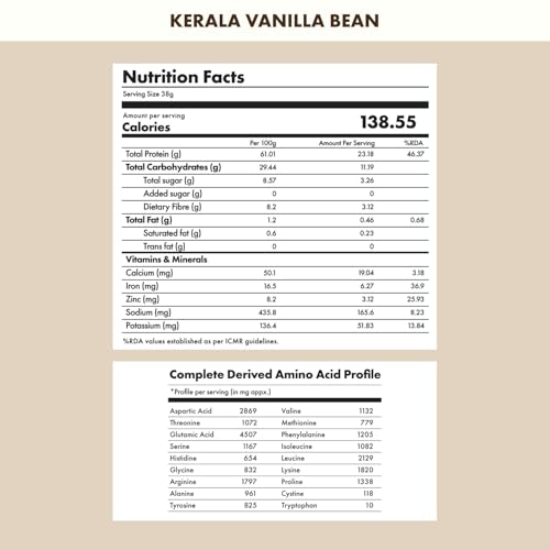 Image of Cosmix No-Nonsense Plant Protein | 24 Protein /Serve, 500g Pouch | Kerala Vanilla Bean | Plant Based Protein, Pea & Rice Isolate | Clean, Easy to Digest | All Essential Amino Acids