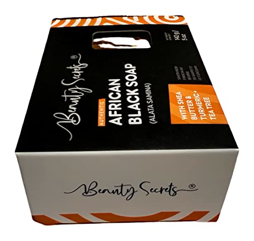 African Black Soap Bar with Shea Butter, Turmeric, and Tea Tree Essential Oil Beauty Secrets Travel Size from Ghana Africa - Image 4