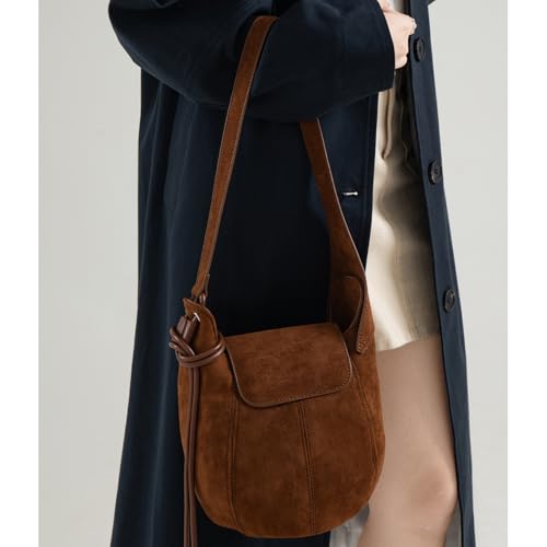 Sac à bandoulière en daim grand format et sangle réglable - 3
