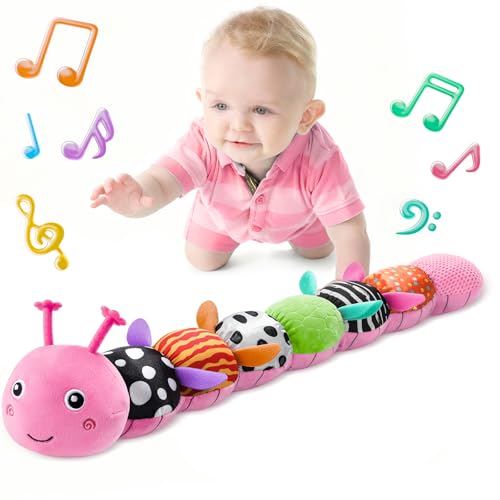 Image of LIGHTDESIRE Baby Toys Musical Caterpillar,Infant Toys Stuffed Animals 3 6 12 Months Sensory Toys with Ruler Design,Crinkle&Ring Bell,Baby Teething Toy Tummy Time Boy Girl Gifts Easter Basket Stuffer