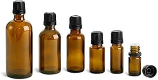 100 ml Glass Bottles, Amber Glass Euro Dropper Bottles w/Black Tamper Evident Caps and Orifice Reducers (24 Bottles)