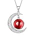 Produktbild Aurora Tears Januar Birthstone Halskette Erstellt-Granat Crescent Moon Anhänger Geburtstag Schmuck Geschenke Frauen 17.7" DP0091J