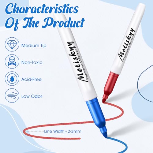 Image of Motiskyy 48 Pcs Metallic Permanent Markers Bulk Metallic Marker Pens Medium Tip Quick Dry Paint Pen for DIY Crafts Artist Illustration Gift Card Making(Colorful)