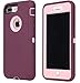 Annymall Case Compatible with iPhone 8 Plus/iPhone 7 Plus, [Heavy Duty] Built-in Screen Protector Tough 4 in1 Rugged Shorkproof Cover for Apple iPhone 7 Plus & iPhone 8 Plus (Burgundy)