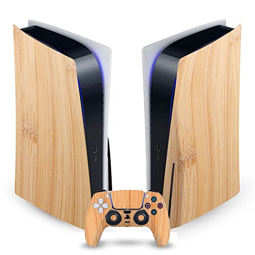 Skin Vinyle Bambou Marron Clair pour Console PS5 Disc et Manette DualSense Par Head Case Designs
