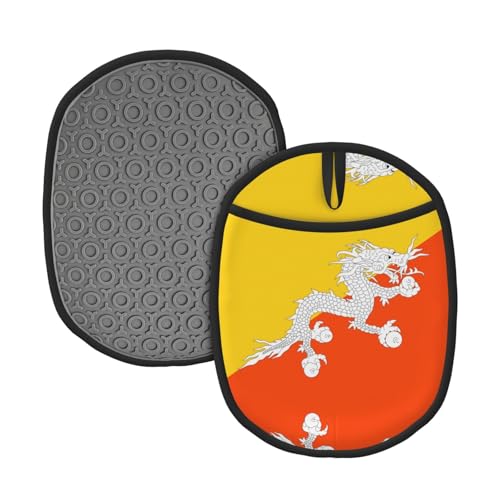 2 alfombrillas de silicona con diseño de bandera del Reino de Bután (1/2 paquete), resistentes a altas temperaturas y antideslizantes, adecuadas para barbacoas, hornear, etc.