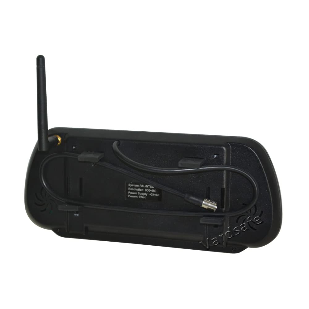VS721 Monitor de espejo retrovisor inalámbrico de 7 pulgadas con clip para cámara de visión trasera resistente para furgoneta, caravana, camión, autobús, caravana