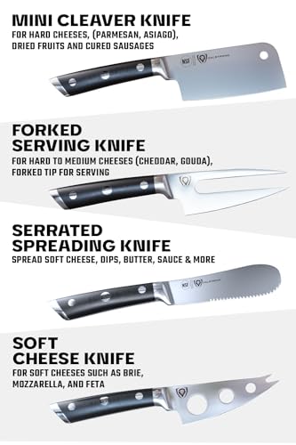 Couteau à fromage cranté Dalstrong à manche G10 et mini couperet - 5