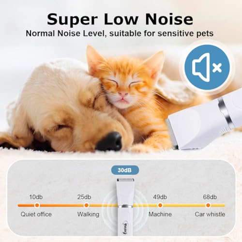 Image of Qpets Professional Dog Grooming Kit, 4 IN 1 Cat Dog Hair Trimmer with 3mm /9mm Combs, Low Noise Pet Nail Grinder, Foot Repair Tools for Shedding Seasons, Wound Care & Home Grooming