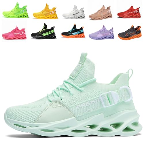 SSERHEHK Sportschuhe Laufschuhe Atmungsaktiv Leichte Turnschuhe Gym Fitness Sneaker für Herren Damen G133 Apple Green 41