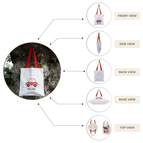 Image of RFD Premium Tote Bag With Printed Designed Canvas Tote Bags For girl & women large capacity,Tote bag For Shopping, College, Travel, school, tuition and gifting 15x13.5 Inch
