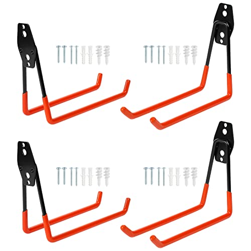 SHEENO 4 ganchos dobles para garaje, almacenamiento de garaje, ganchos de pared resistentes, soporte de herramientas para herramientas, bicicletas, herramientas eléctricas Cover
