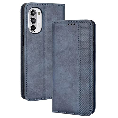 EASSGU Funda para Motorola Moto G52 / Moto G82 5G (6.6' Inches) Carcasa con Interruptor Magnético de Cuero PU Flip Folio, [3 Ranuras para Tarjetas] [1 Wallet] Case - Azul