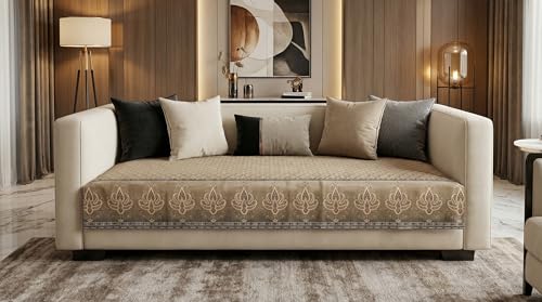 Image of Velvet L Shape 2+2 (4 Seater) Sofa Cover Fully Covered | Anti Skid Non Slip | Plain Mud Brown | Washable Furniture Protector