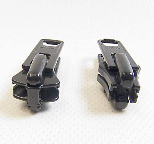 Black Boat Canvas Vislon Double Metal Pull Tab Zipper Sliders Repair Kit - 2 Sliders Per Pack - USA Made
