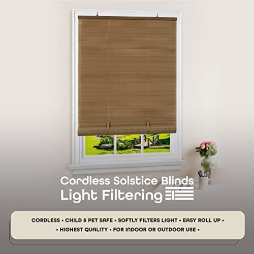 Achim Home Decor Cordless Solstice Vinyl Roll-Up Blind - 36x72 inches, Woodtone, Soft Light Filtering