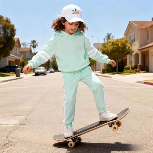 Image of 2025 Girls Sweatsuit Set Cute Hooded Sweatshirt & Jogger Pants with Pocket Casual Outfuts Set