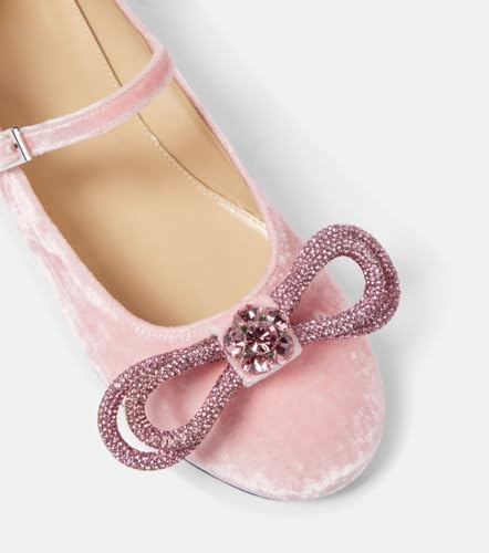Women's Ballet Flats Bowknot Rhinestone Mary Jane Flats Round Toe Buckle Ballerina Shoes Glitter Bow Dressy Casual Flats2