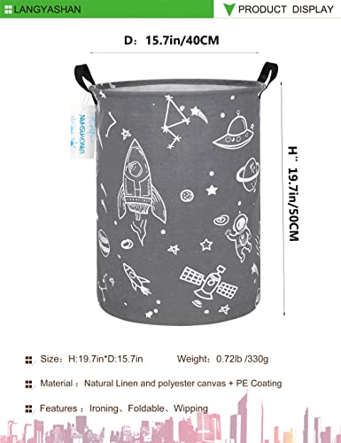 Image of Laundry Hamper Fabric Organizer Collapsible Basket Space Universe