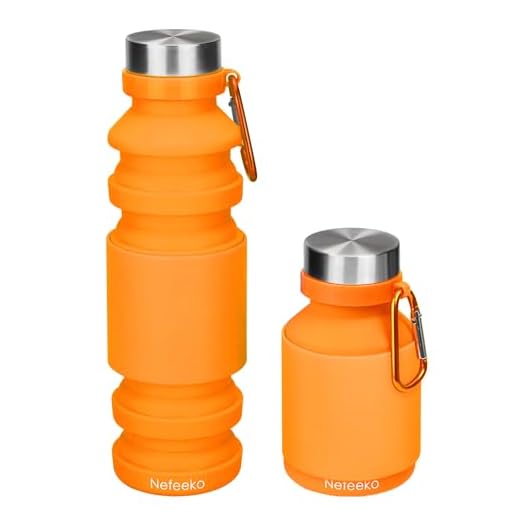 Nefeeko Collapsible Water Bottle, 18floz Reuseable BPA Free Silicone Foldable Water Bottles for Travel Gym Camping Hiking, Portable Leak Proof Sports Water Bottle with Carabiner