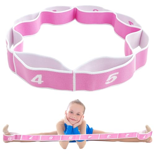 Cinturino elasticizzato, cinturino elasticizzato per bambini con 8 anelli Fasce per esercizi di allenamento Fasce di resistenza per danza latina per ballerini Pilates Yoga Allenamento fitness (Rosa)